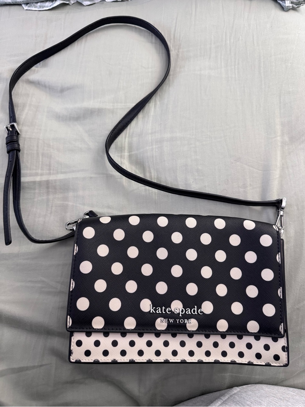 kate spade Carson Convertible Black & White Polka Dot Crossbody Bag